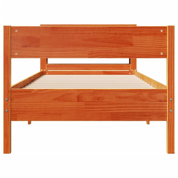 vidaXL Estructura de cama sin colch&oacute;n madera maciza marr&oacute;n 75x190 cm