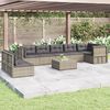 vidaXL Set de muebles de jard&iacute;n 8 pzas y cojines rat&aacute;n sint&eacute;tico gris