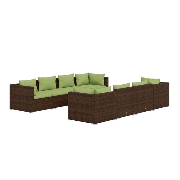 vidaXL Set muebles de jardín 9 piezas y cojines ratán sintético marrón