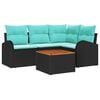 vidaXL Conjunto de sof&aacute;s de jard&iacute;n 5 uds. Negro y Turquesa