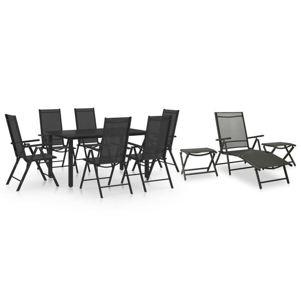vidaXL Juego de comedor de jardín 10 piezas negro y gris antracita