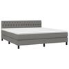 vidaXL Cama box spring colch&oacute;n y luces LED tela gris oscuro 180x200 cm