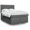 vidaXL Cama box spring con colch&oacute;n tela gris oscuro 140x190 cm