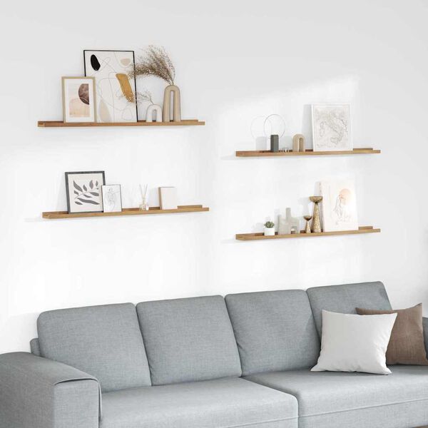 vidaXL Estante de pared con estante 4 pcs Marr&oacute;n 100 x 9 x 3 cm