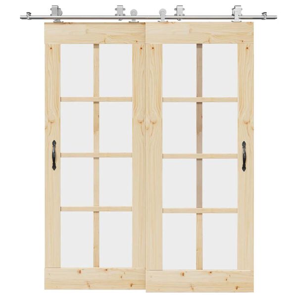 vidaXL Kit de herrajes para puerta corredera 200 cm acero plateado