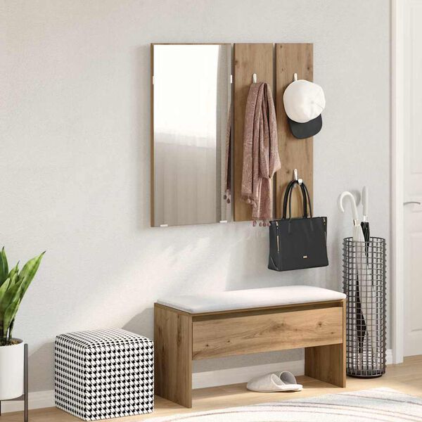 vidaXL Set de muebles recibidor madera contrachapada roble artesanal