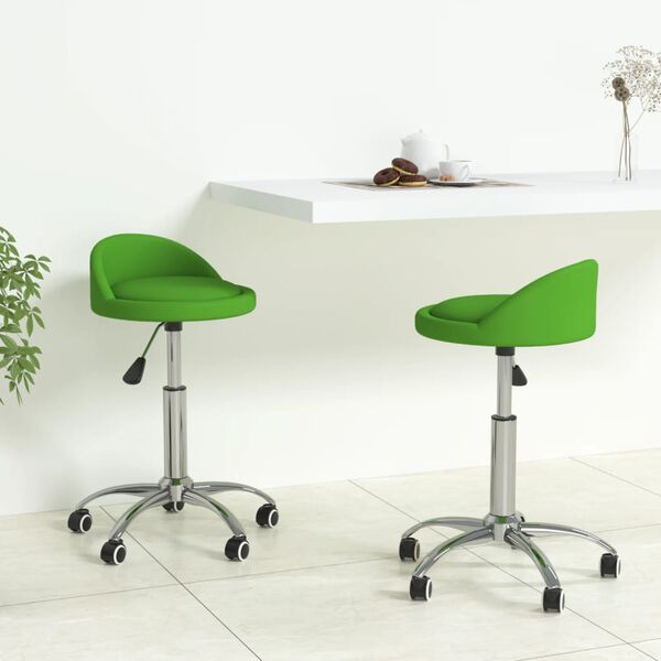 vidaXL Sillas de comedor giratorias 2 unidades cuero sint&eacute;tico verde