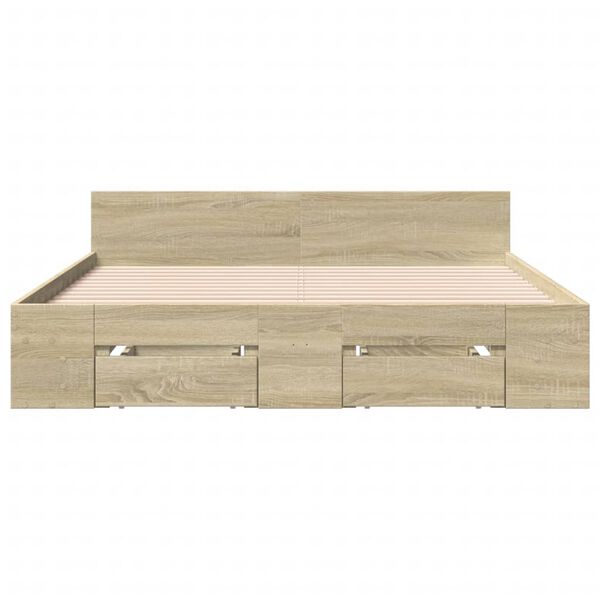 vidaXL Cama con cajones madera ingenier&iacute;a roble Sonoma 120x200 cm