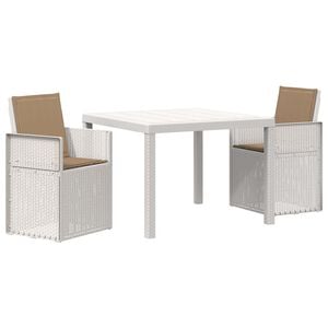 vidaXL Conjunto de Comedor de Jard&iacute;n 3 uds. Blanco y Topo PP