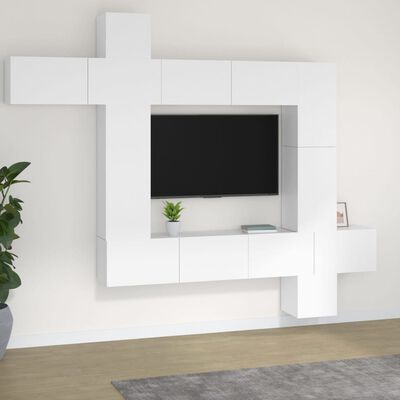 vidaXL Set de muebles para TV 9 piezas madera contrachapada blanco