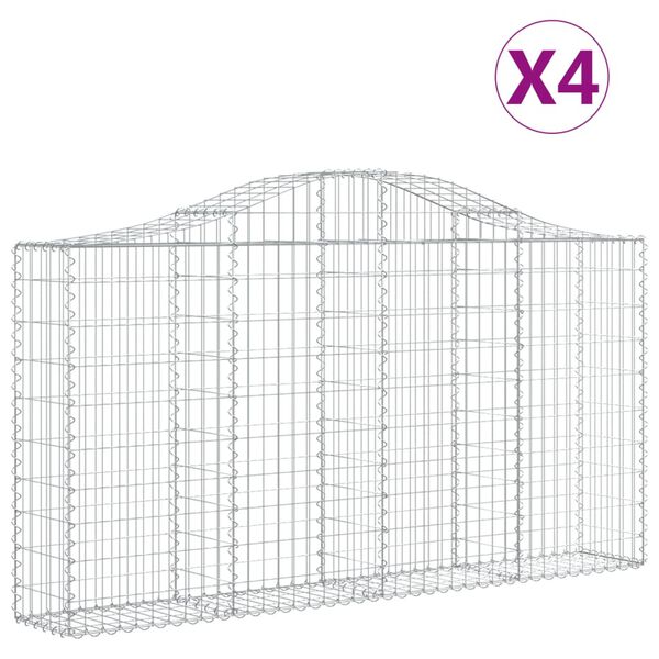 vidaXL Cestas de gaviones 4 uds forma de arco hierro 200x30x100/120 cm