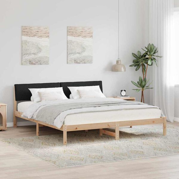 vidaXL Estructura de cama con cabecera Marr&oacute;n y negro 200 x 200 cm