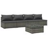 vidaXL Set de sof&aacute;s de jard&iacute;n 5 piezas y cojines rat&aacute;n sint&eacute;tico gris