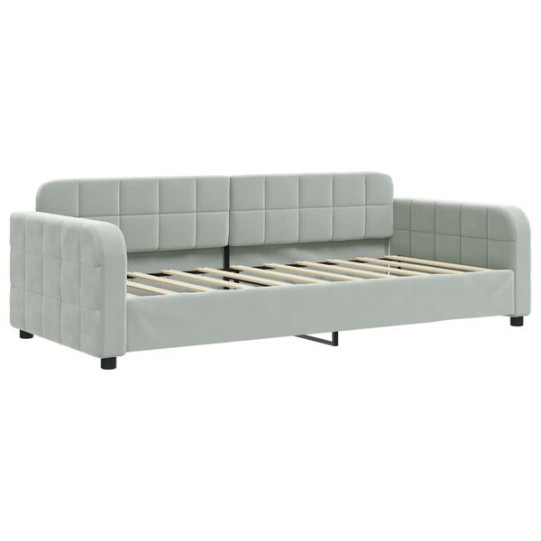 vidaXL Sof&aacute; cama nido con colch&oacute;n terciopelo gris claro 90x190 cm