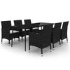 vidaXL Set comedor de jard&iacute;n 7 pzas y cojines rat&aacute;n sint&eacute;tico y vidrio