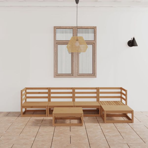 vidaXL Muebles de jard&iacute;n 8 piezas marr&oacute;n miel madera maciza de pino