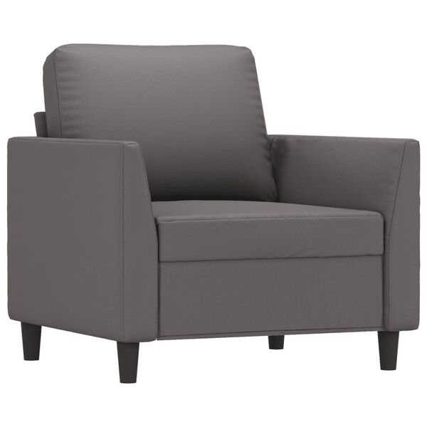vidaXL Sill&oacute;n cuero sint&eacute;tico gris 60 cm