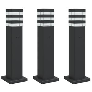 vidaXL L&aacute;mparas suelo exterior con enchufe 3 uds aluminio negro 50 cm