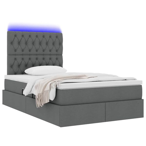vidaXL Cama con almacenamiento y LED Gris oscuro 120 x 200 cm