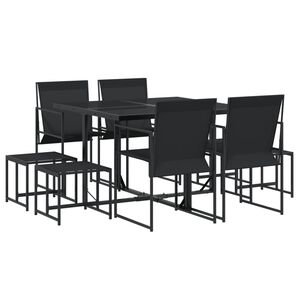 vidaXL Juego de comedor para jard&iacute;n 9 piezas textilene negro