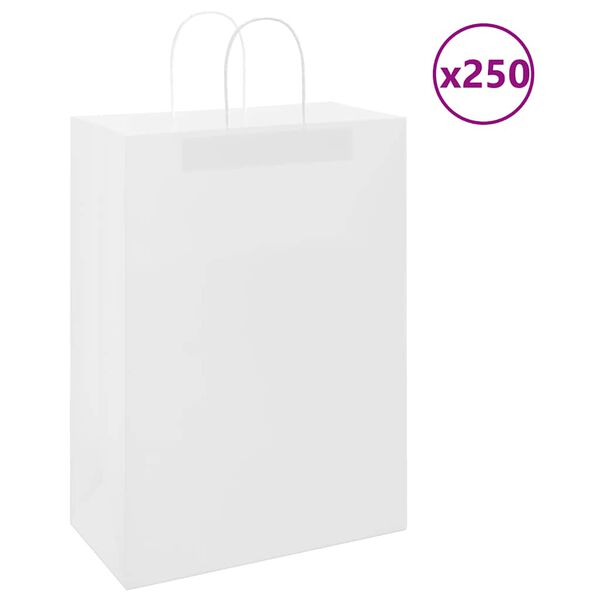 vidaXL Bolsas de papel con asas 250 uds blanca 32x17x44 cm