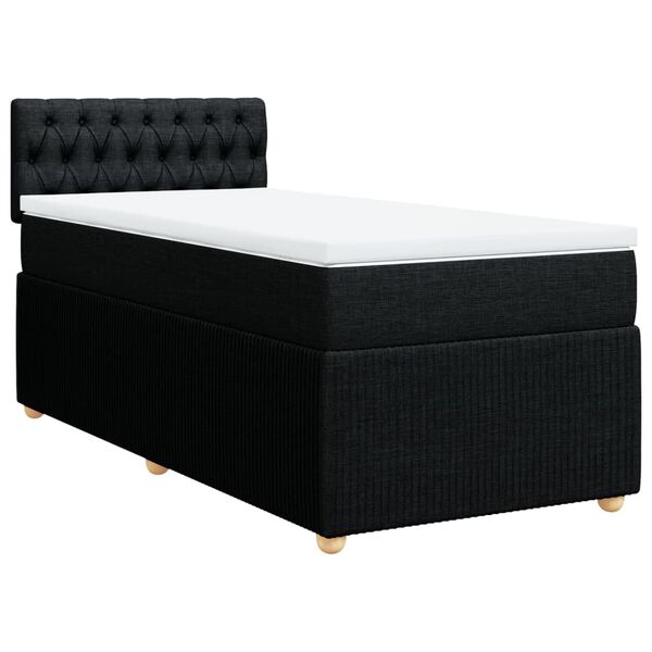 vidaXL Cama box spring con colch&oacute;n tela negro 80x200 cm