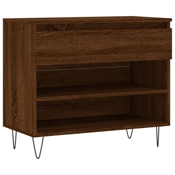 vidaXL Mueble zapatero madera contrachapada roble marr&oacute;n 70x36x60 cm