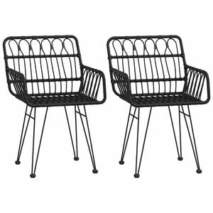vidaXL Sillas de jard&iacute;n reposabrazos 2 uds rat&aacute;n PE negro 56x64x80 cm
