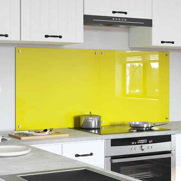vidaXL Salpicadero de cocina 2 pcs Amarillo 70 x 60 cm vidrio templado