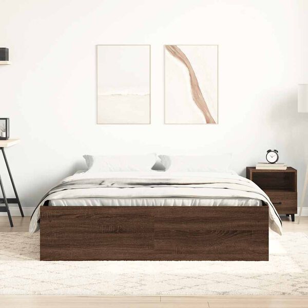 vidaXL Estructura de cama marr&oacute;n roble 120x190 cm