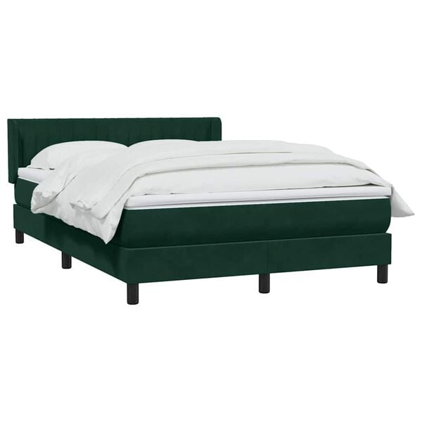 vidaXL Cama box spring con colch&oacute;n terciopelo verde oscuro 160x210 cm