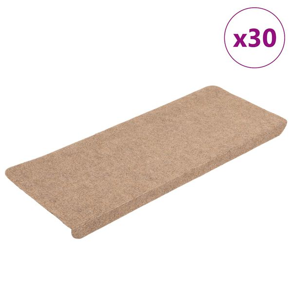 vidaXL Alfombrilla autoadhesiva escalera 30 uds beige 65x24,5x3,5 cm