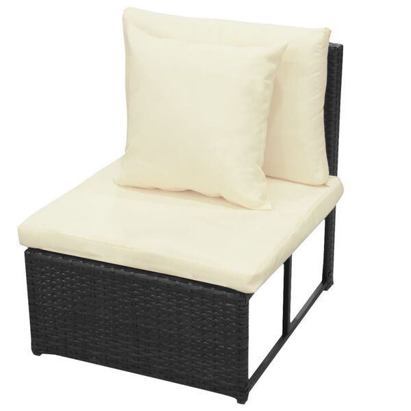 vidaXL Set muebles de jard&iacute;n 8 piezas y cojines rat&aacute;n sint&eacute;tico negro