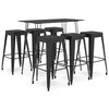 vidaXL Mesa alta y taburetes de bar 7 piezas negro