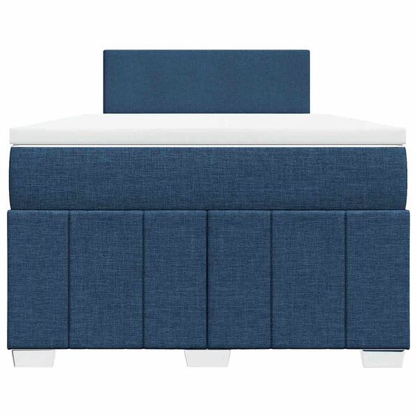 vidaXL Cama box spring con colch&oacute;n tela azul 120x200 cm