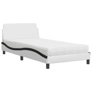 vidaXL Cama con colch&oacute;n Dover cuero sint&eacute;tico blanco y negro 100x200 cm