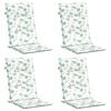vidaXL Cojines de silla de respaldo alto 4 uds tela estampado de hojas