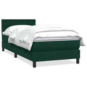 vidaXL Cama box spring con colch&oacute;n terciopelo verde oscuro 80x220 cm