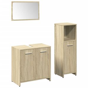 vidaXL Set de muebles de ba&ntilde;o 3 pzas madera contrachapada roble Sonoma