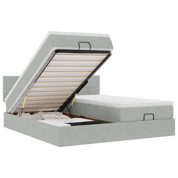 vidaXL Estructura cama otomana colchones terciopelo gris claro