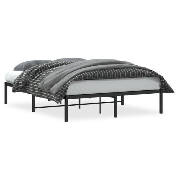 vidaXL Estructura de cama sin colch&oacute;n metal negro 135x190 cm