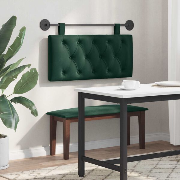 vidaXL Cabecera Colgante Verde oscuro 100 x 55 x 7 cm Terciopelo