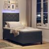 vidaXL Cama Box Spring LED con colch&oacute;n Gris oscuro 90 x 190 cm tela