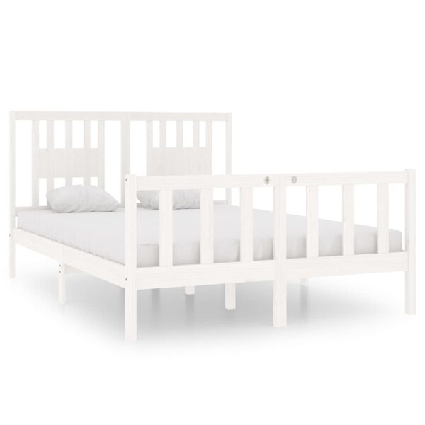 vidaXL Estructura de cama de madera maciza blanca 140x190 cm