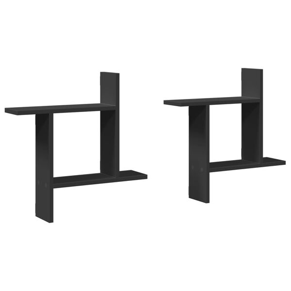 vidaXL Estantes de pared 2 uds madera ingenier&iacute;a negro 50x12x50 cm