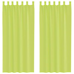vidaXL Cortinas de gasa con trabillas 2 uds. verde manzana
