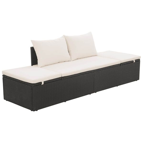 vidaXL Cama de jardín 195x60 cm ratán sintético negro