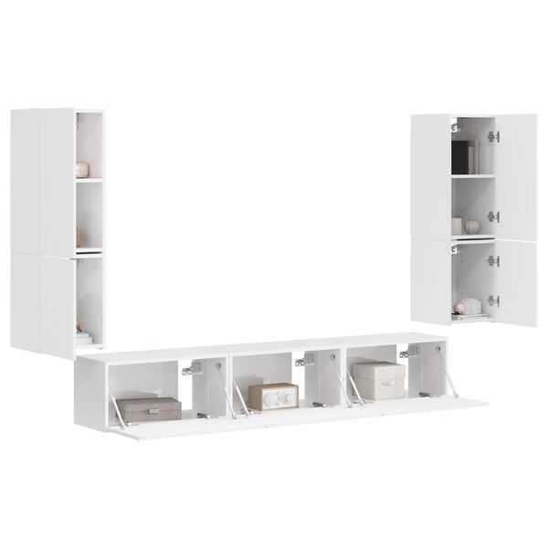 vidaXL Conjunto de mueble de TV 4 pcs brillante Madera de ingenier&iacute;a