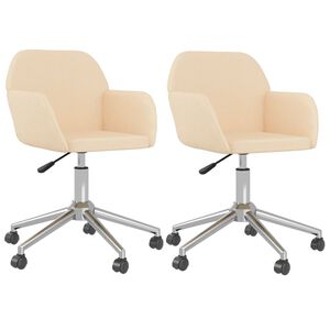 vidaXL Sillas de comedor giratorias 2 unidades tela color crema