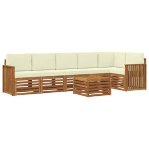 vidaXL Conjunto de Sof&aacute; Seccional con coj&iacute;n 7 pcs Natural y Crema